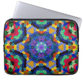 Hex Mandala Blau Gelb Rot und Grün Laptopschutzhülle (Vorderseite)
