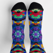 Hex Mandala Blau Gelb Rot und Grün Socken (Oben)