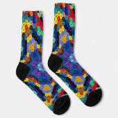 Hex Mandala Blau Gelb Rot und Grün Socken (Rechts)