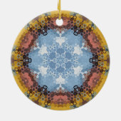 Hex Mandala Blau Gelb und Rosa Keramik Ornament (Hinten)