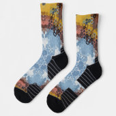 Hex Mandala Blau Gelb und Rosa Socken (Links)