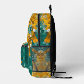 Hex Mandala Blau und Gelb Bedruckter Rucksack (Rechts)