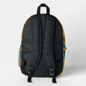 Hex Mandala Blau und Gelb Bedruckter Rucksack (Rückseite)