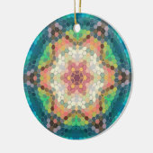 Hex Mandala Blue Green und Pink Keramik Ornament (Links)