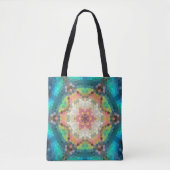 Hex Mandala Blue Green und Pink Tasche (Vorderseite)