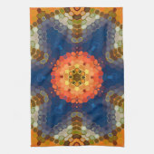 Hex Mandala Blue Orange und Red Geschirrtuch (Vertikal)