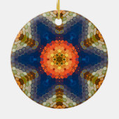 Hex Mandala Blue Orange und Red Keramik Ornament (Hinten)
