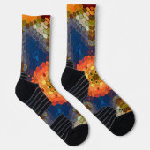 Hex Mandala Blue Orange und Red Socken (Rechts)