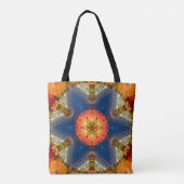 Hex Mandala Blue Orange und Red Tasche (Rückseite)
