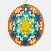 Hex Mandala Blue Orange und Yellow Keramik Ornament (Links)