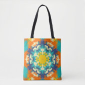 Hex Mandala Blue Orange und Yellow Tasche (Vorderseite)