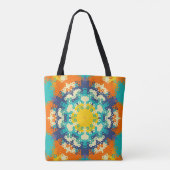 Hex Mandala Blue Orange und Yellow Tasche (Rückseite)