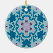 Hex Mandala Blue und Lila Keramik Ornament (Hinten)