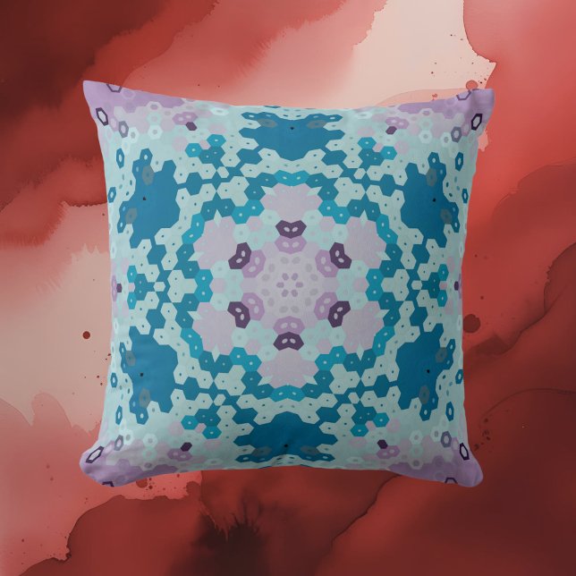 Hex Mandala Blue und Lila Kissen (Von Creator hochgeladen)