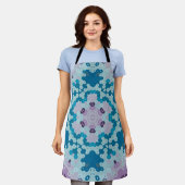 Hex Mandala Blue und Lila Schürze (Getragen)