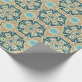 Hex Mandala Blue und Orange Geschenkpapier (Ecke)