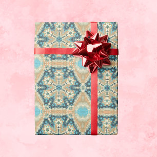 Hex Mandala Blue und Orange Geschenkpapier