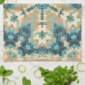 Hex Mandala Blue und Orange Geschirrtuch (Gefaltet)