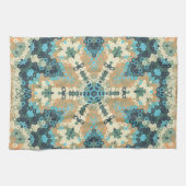 Hex Mandala Blue und Orange Geschirrtuch (Horizontal)