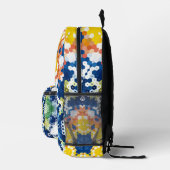 Hex Mandala Blue Yellow Orange und Green Bedruckter Rucksack (Rechts)