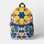 Hex Mandala Blue Yellow Orange und Green Bedruckter Rucksack (Vorderseite)