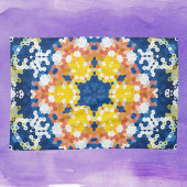 Hex Mandala Blue Yellow Orange und Green Geschirrtuch
