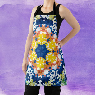 Hex Mandala Blue Yellow Orange und Green Schürze