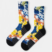 Hex Mandala Blue Yellow Orange und Green Socken (Links)
