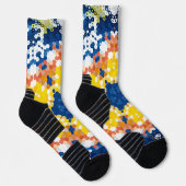 Hex Mandala Blue Yellow Orange und Green Socken (Rechts)