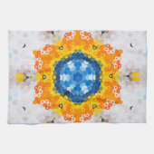 Hex Mandala Blue Yellow Orange und White Geschirrtuch (Horizontal)