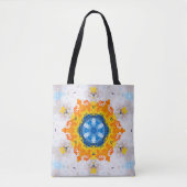 Hex Mandala Blue Yellow Orange und White Tasche (Vorderseite)