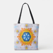 Hex Mandala Blue Yellow Orange und White Tasche (Rückseite)