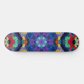 Hex Mandala Blue Yellow Red and Green Skateboard (Horizontal)