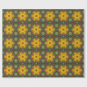 Hex Mandala Gelb Grün und Orange Geschenkpapier (Flach)