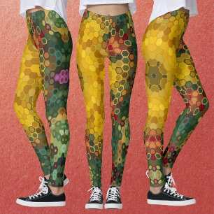 Hex Mandala Gelb Grün und Orange Leggings