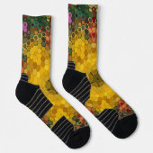 Hex Mandala Gelb Grün und Orange Socken (Rechts)