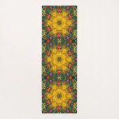 Hex Mandala Gelb Grün und Orange Yogamatte (Rückseite)