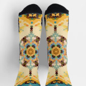 Hex Mandala Gelb und Blau Socken (Oben)