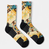 Hex Mandala Gelb und Blau Socken (Rechts)