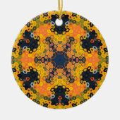 Hex Mandala Gelb und Orange Keramik Ornament (Vorne)