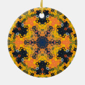 Hex Mandala Gelb und Orange Keramik Ornament (Hinten)