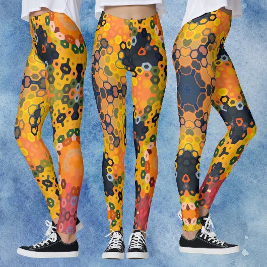 Hex Mandala Gelb und Orange Leggings