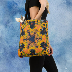 Hex Mandala Gelb und Orange Tasche