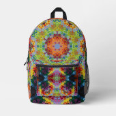 Hex Mandala Green Pink und Orange Bedruckter Rucksack (Vorderseite)