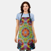 Hex Mandala Green Pink und Orange Schürze (Getragen)