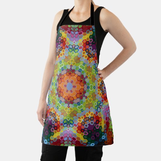 Hex Mandala Green Pink und Orange Schürze (InSitu)