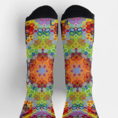 Hex Mandala Green Pink und Orange Socken (Oben)