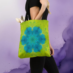 Hex Mandala Green und Blue Tasche