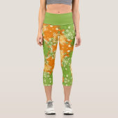 Hex Mandala Green und Orange Capri Leggings (Vorderseite)