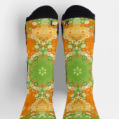 Hex Mandala Green und Orange Socken (Oben)